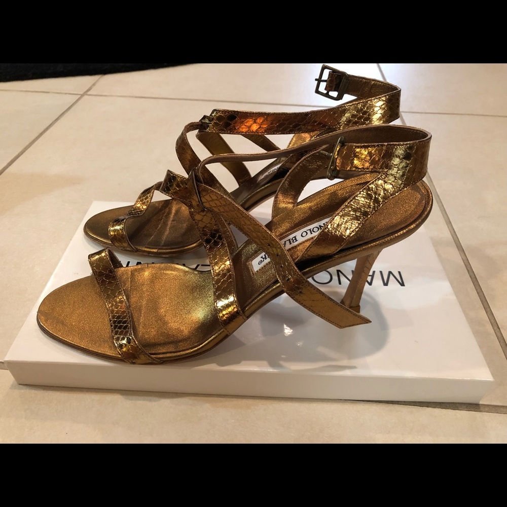 Manolo Blahnik Bronze Sandals